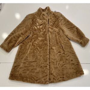 Vintage Faux Fur Coat Jacobsons Beige Made In US Size Large Soft Fluffy  Beautif
